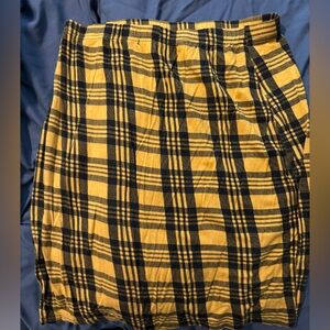 Yellow plaid bodycon skirt